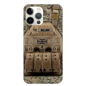 Personalized UK Veteran/Soldier Uniform Rank Camo Phonecase Printed 23MAR-DT01