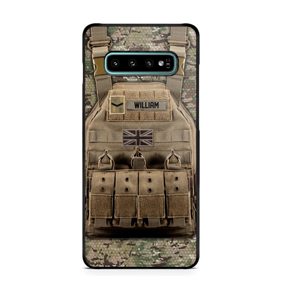 Personalized UK Veteran/Soldier Uniform Rank Camo Phonecase Printed 23MAR-DT01