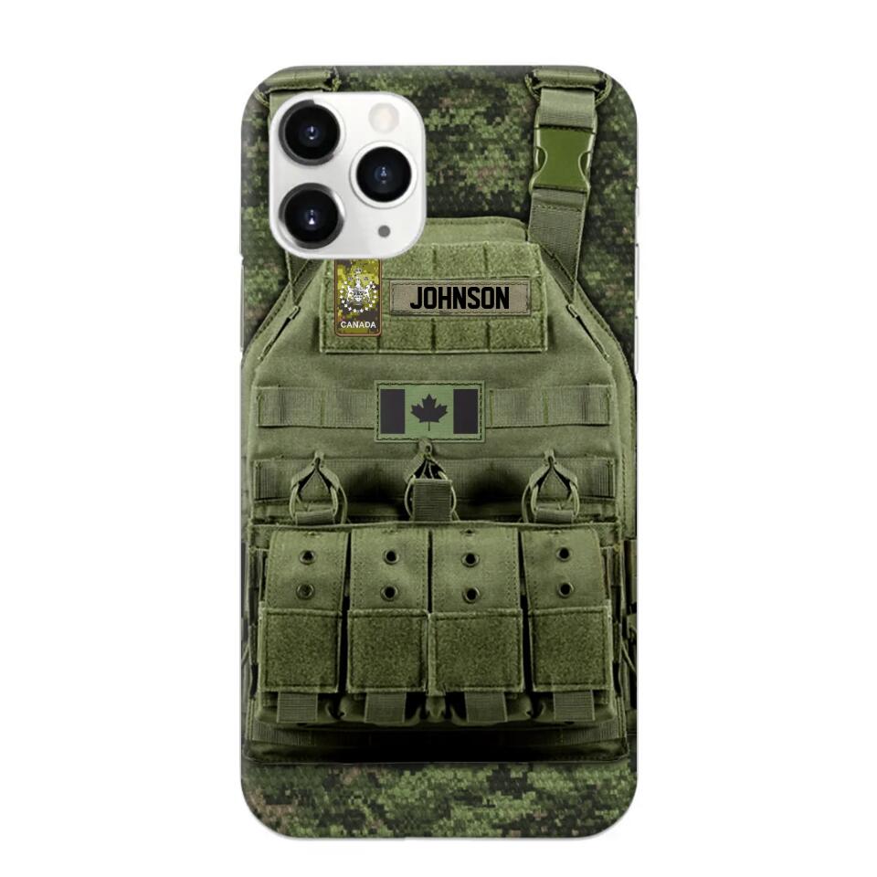 Personalized Canadian Veteran/Soldier Uniform Rank Camo Phonecase Printed 23MAR-DT01