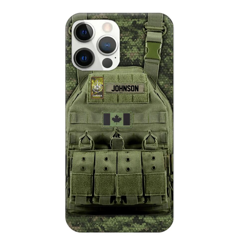 Personalized Canadian Veteran/Soldier Uniform Rank Camo Phonecase Printed 23MAR-DT01