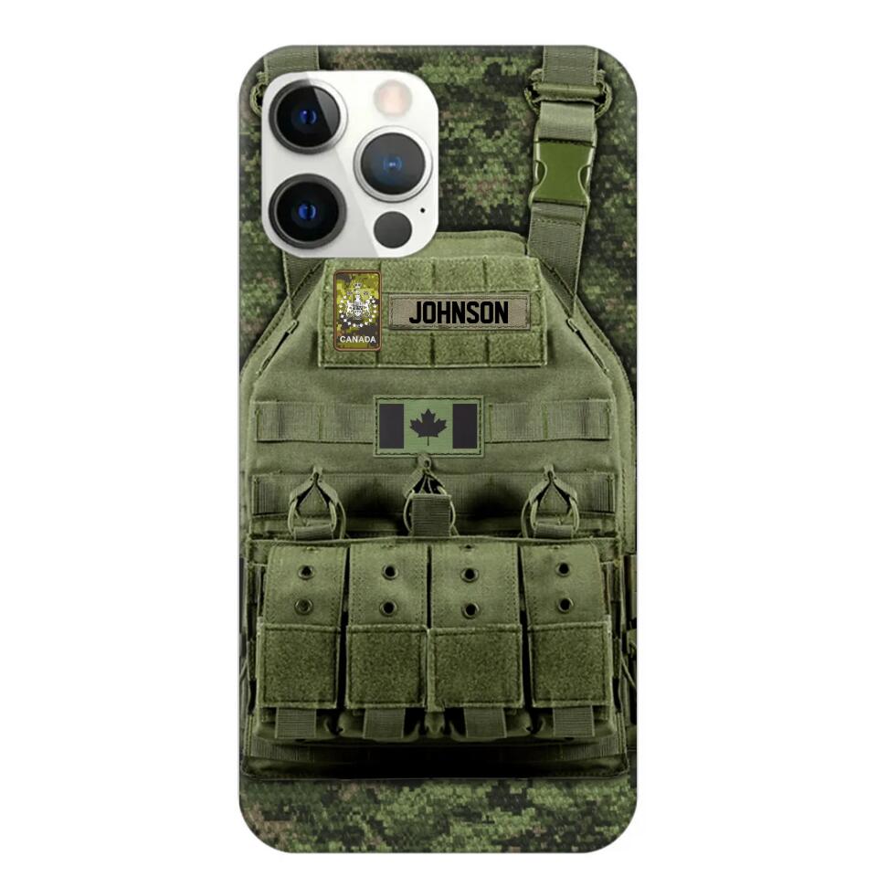 Personalized Canadian Veteran/Soldier Uniform Rank Camo Phonecase Printed 23MAR-DT01