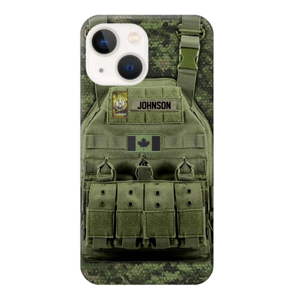 Personalized Canadian Veteran/Soldier Uniform Rank Camo Phonecase Printed 23MAR-DT01