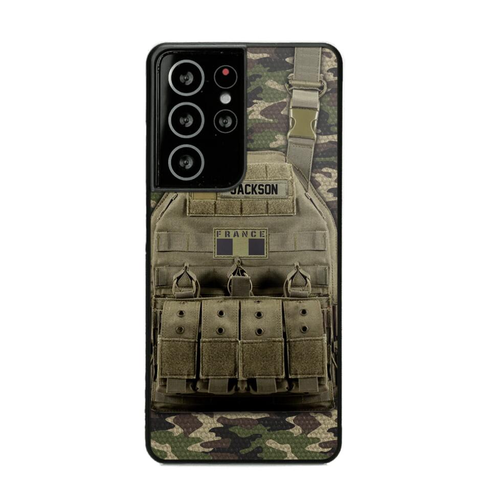 Personalized French Veteran/Soldier Uniform Rank Camo Phonecase Printed 23MAR-DT01