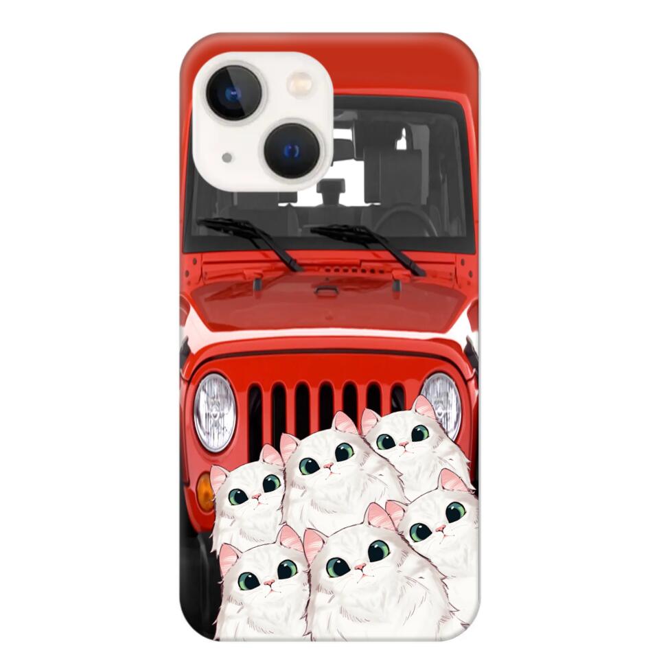 Personalized Cats Jeep Background Cat Lovers Gift Phonecase Printed 23MAR-HQ01