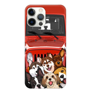 Personalized Dogs Jeep Background Dog Lovers Gift Phonecase Printed 23MAR-HQ01