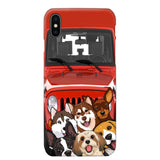 Personalized Dogs Jeep Background Dog Lovers Gift Phonecase Printed 23MAR-HQ01