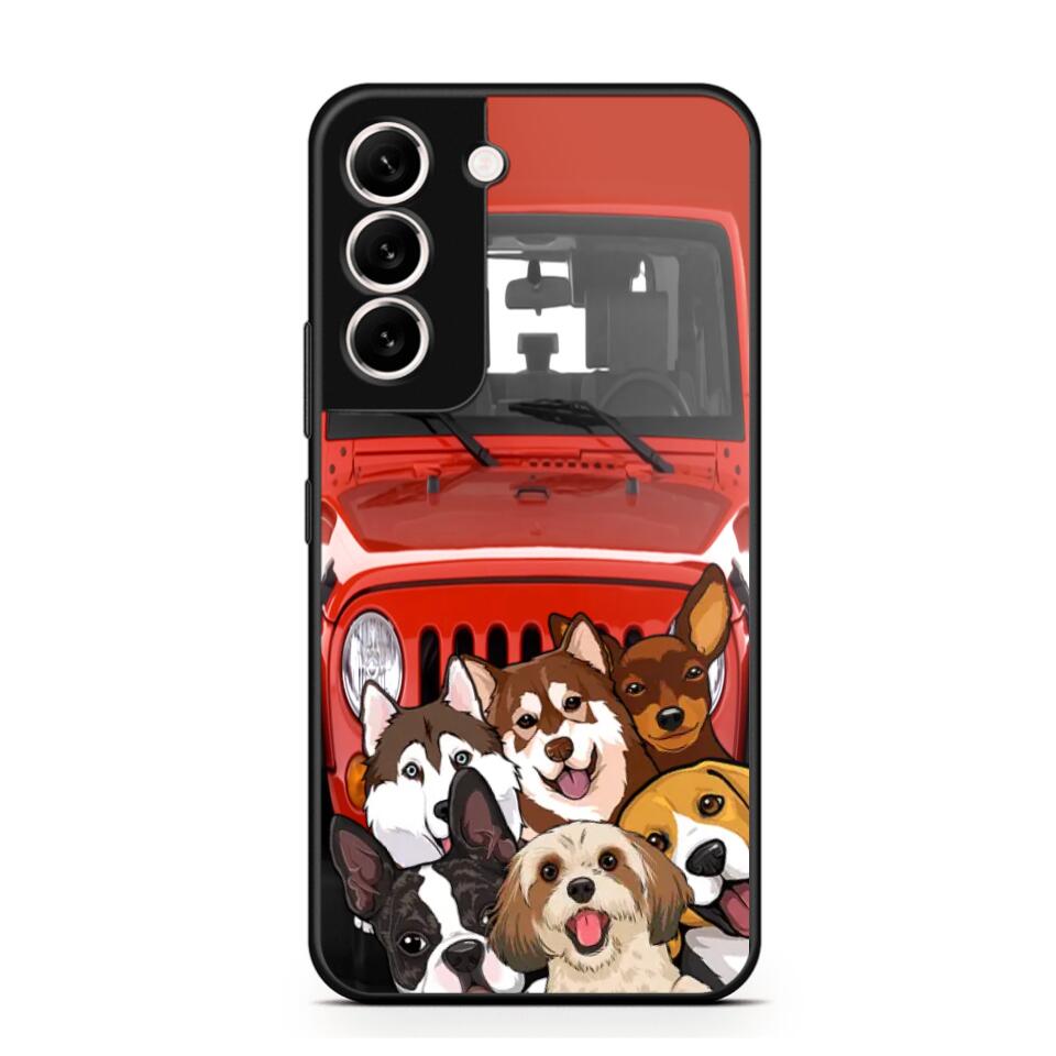 Personalized Dogs Jeep Background Dog Lovers Gift Phonecase Printed 23MAR-HQ01