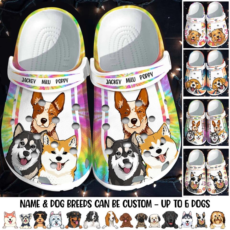 Personalized Hippie Tie Dye Dog lovers Clog Slipper Shoes Printed QTHQ0203