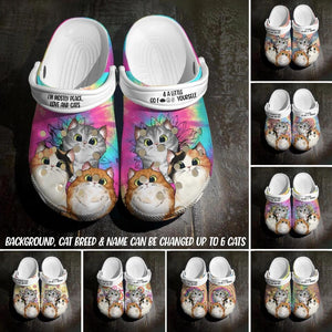 Personalized I'm Mostly Peace Love and Cats Clog Slipper Shoes Printed QTDT0203