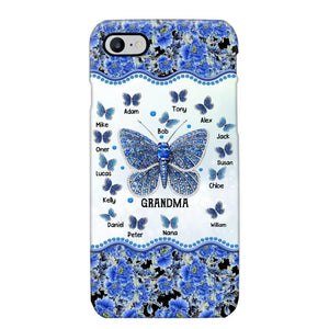 Personalized Butterflies & Flowers Grandma with Kid's Name Phonecase Printed 23MAR-DT04