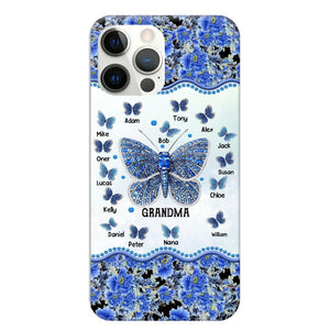 Personalized Butterflies & Flowers Grandma with Kid's Name Phonecase Printed 23MAR-DT04