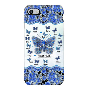 Personalized Butterflies & Flowers Grandma with Kid's Name Phonecase Printed 23MAR-DT04