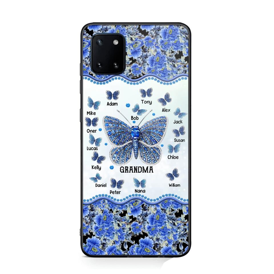 Personalized Butterflies & Flowers Grandma with Kid's Name Phonecase Printed 23MAR-DT04