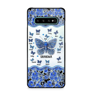 Personalized Butterflies & Flowers Grandma with Kid's Name Phonecase Printed 23MAR-DT04