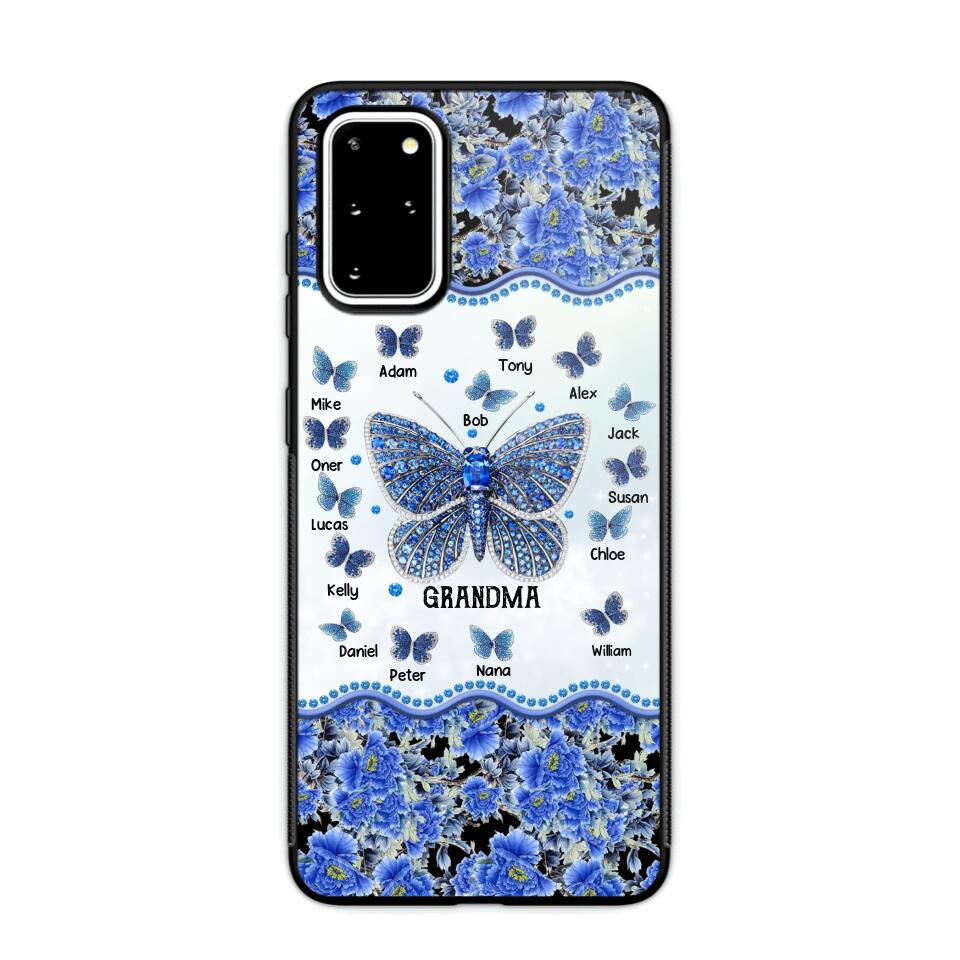 Personalized Butterflies & Flowers Grandma with Kid's Name Phonecase Printed 23MAR-DT04