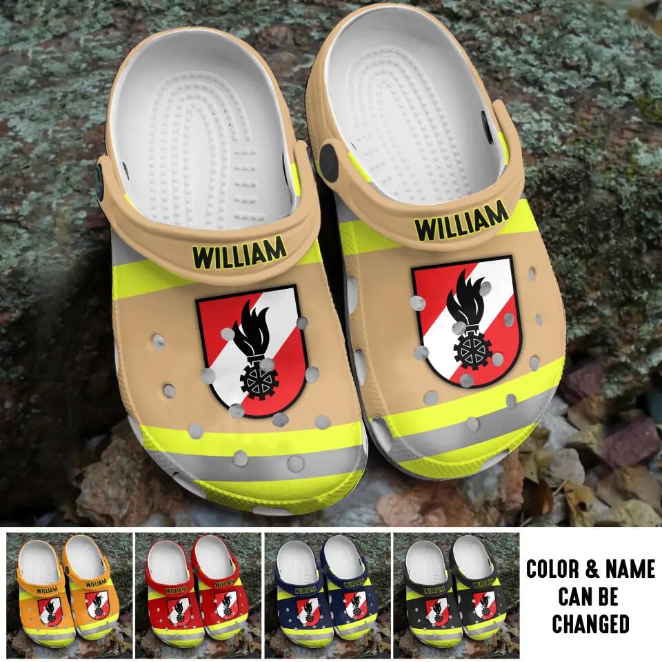 Personalized Austrian Firefighter Clog Slipper Shoes Printed 23MAR-DT046