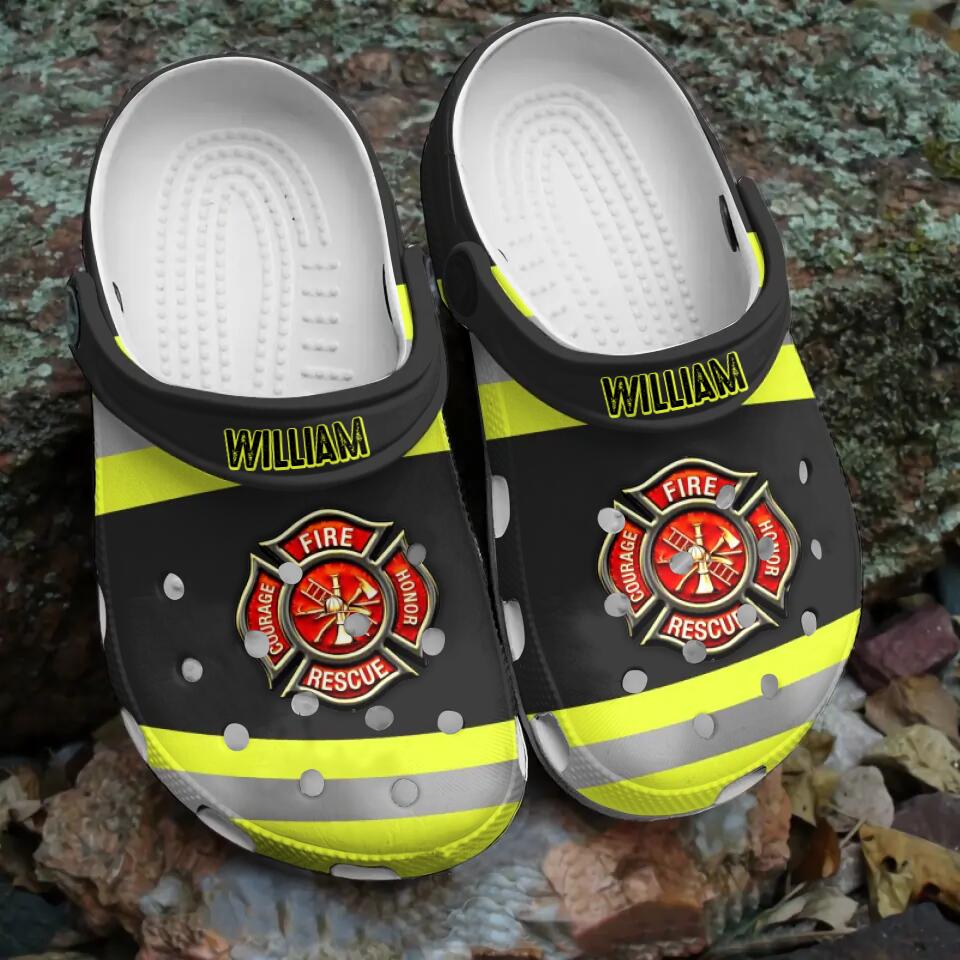 Personalized US Firefighter Clog Slipper Shoes Printed 23MAR-DT046