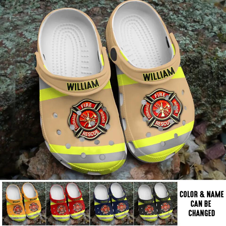 Personalized US Firefighter Clog Slipper Shoes Printed 23MAR-DT046