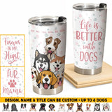 Personalized Life Is Better With Dogs Fur Mama Cat Lovers Tumbler Printed QTHQ0603