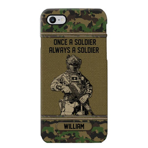 Personalized Swiss Soldier Once A Soldier Always A Soldier Camo Phonecase Printed 23MAR-DT07