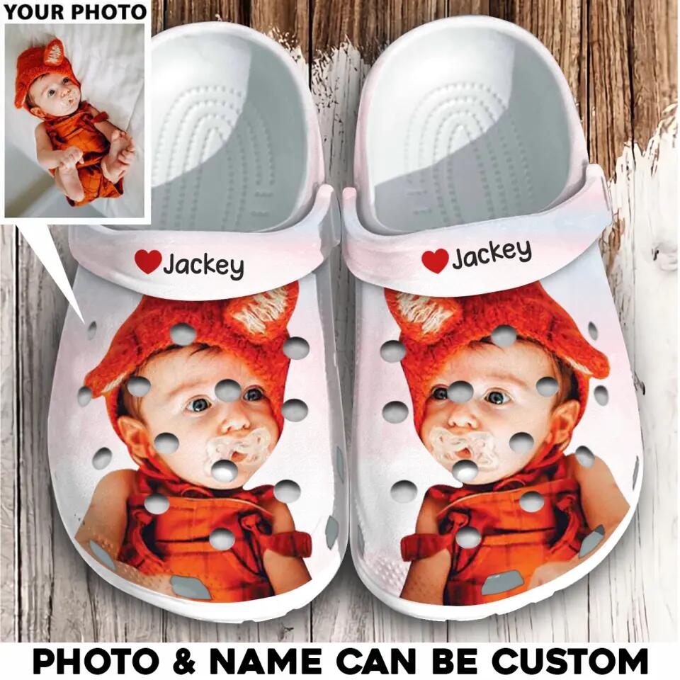 Personalized Upload Your Kid Photo Kid Clog Slipper Shoes Printed 23MAR-HQ07