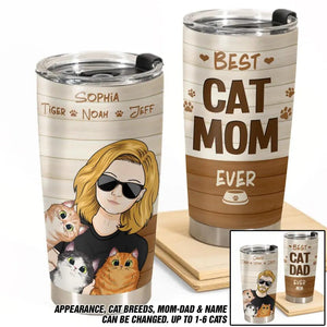 Personalized Best Cat Mom Cat Dad Ever Cat Lovers Tumbler Printed QTDT0703