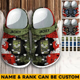 Personalized Canadian Soldier/ Veteran Rank Camo Flag Clog Slipper Shoes Printed 23MAR-HQ09