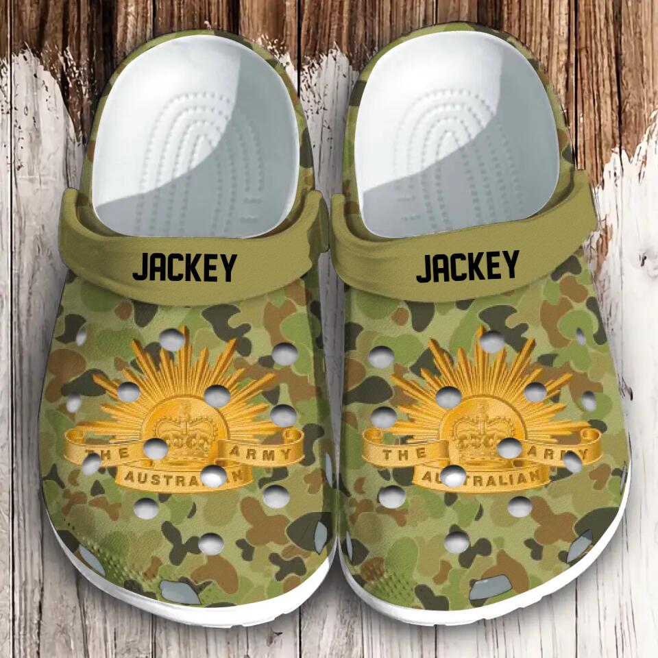 Personalized Australian Veteran/Soldier Unit Icon Clog Slipper Shoes Printed QTHQ1303