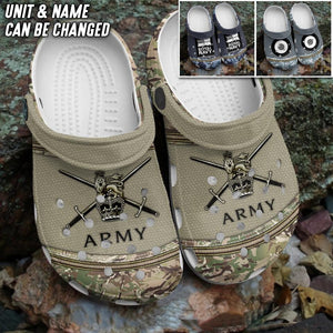 Personalized UK Veteran/Soldier Icon & Name Clog Slipper Shoes Printed 23MAR-DT14