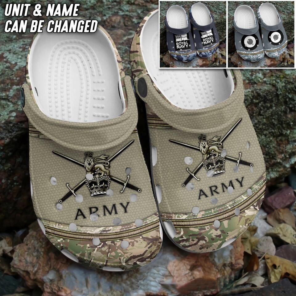 Personalized UK Veteran/Soldier Icon & Name Clog Slipper Shoes Printed 23MAR-DT14