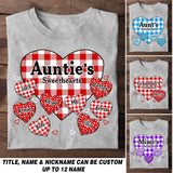 Personalized Auntie Mom Grandma Caro Sweethearts & Kid's Name Tshirt Printed 23MAR-HQ13