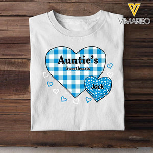 Personalized Auntie Mom Grandma Caro Sweethearts & Kid's Name Tshirt Printed 23MAR-HQ13