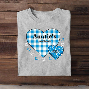 Personalized Auntie Mom Grandma Caro Sweethearts & Kid's Name Tshirt Printed 23MAR-HQ13