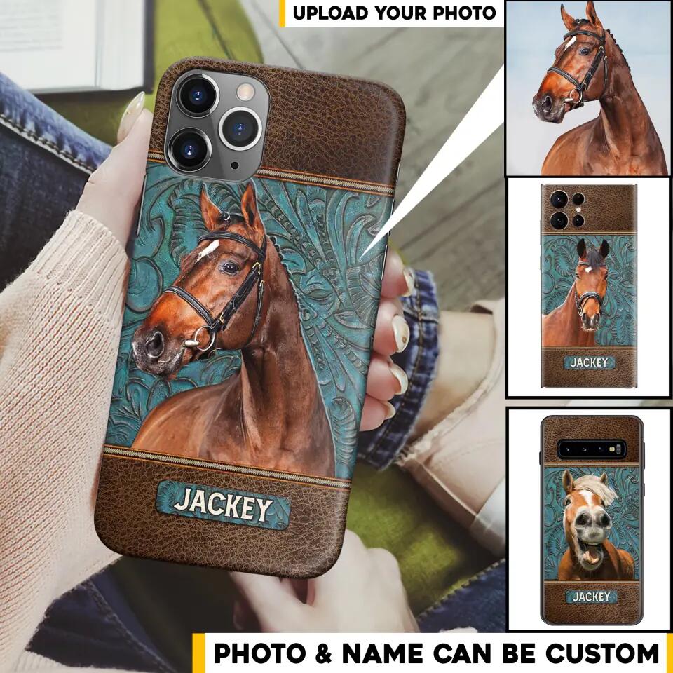 Personalized Upload Your Horse Photo Leather Phonecase Printed 23MAR-HQ16