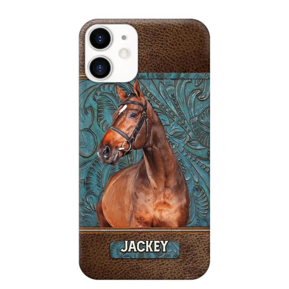 Personalized Upload Your Horse Photo Leather Phonecase Printed 23MAR-HQ16