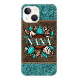 Personalized Sunflower Leather Grandma & Kid's Name Phonecase Printed 23MAR-HQ16