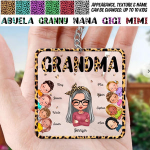 Personalized Grandma & Kid Name Acrylic Keychain Printed PNDT1603