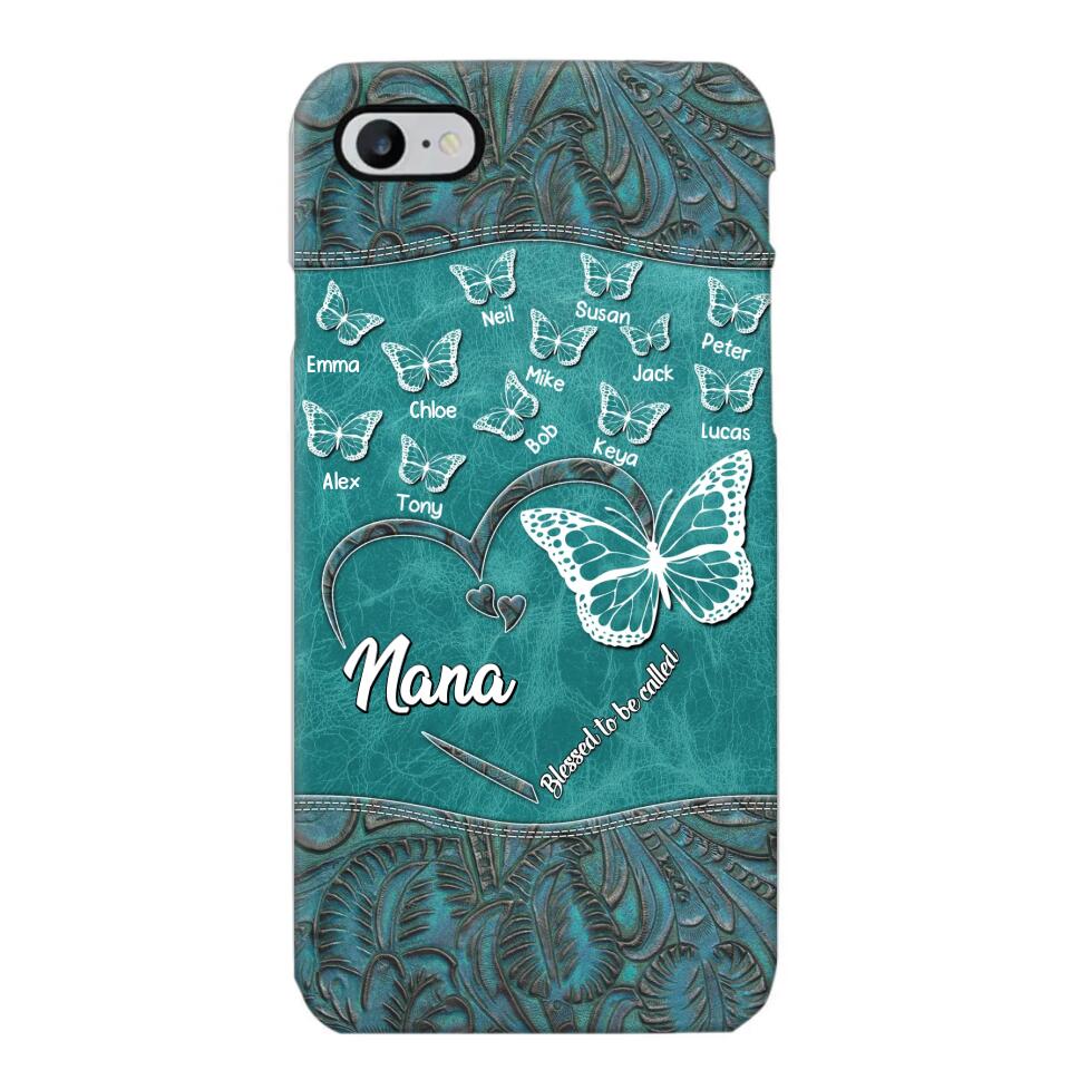 Personalized Butterflies Grandma Heart & Kid's Name Phonecase Printed QTDT1703