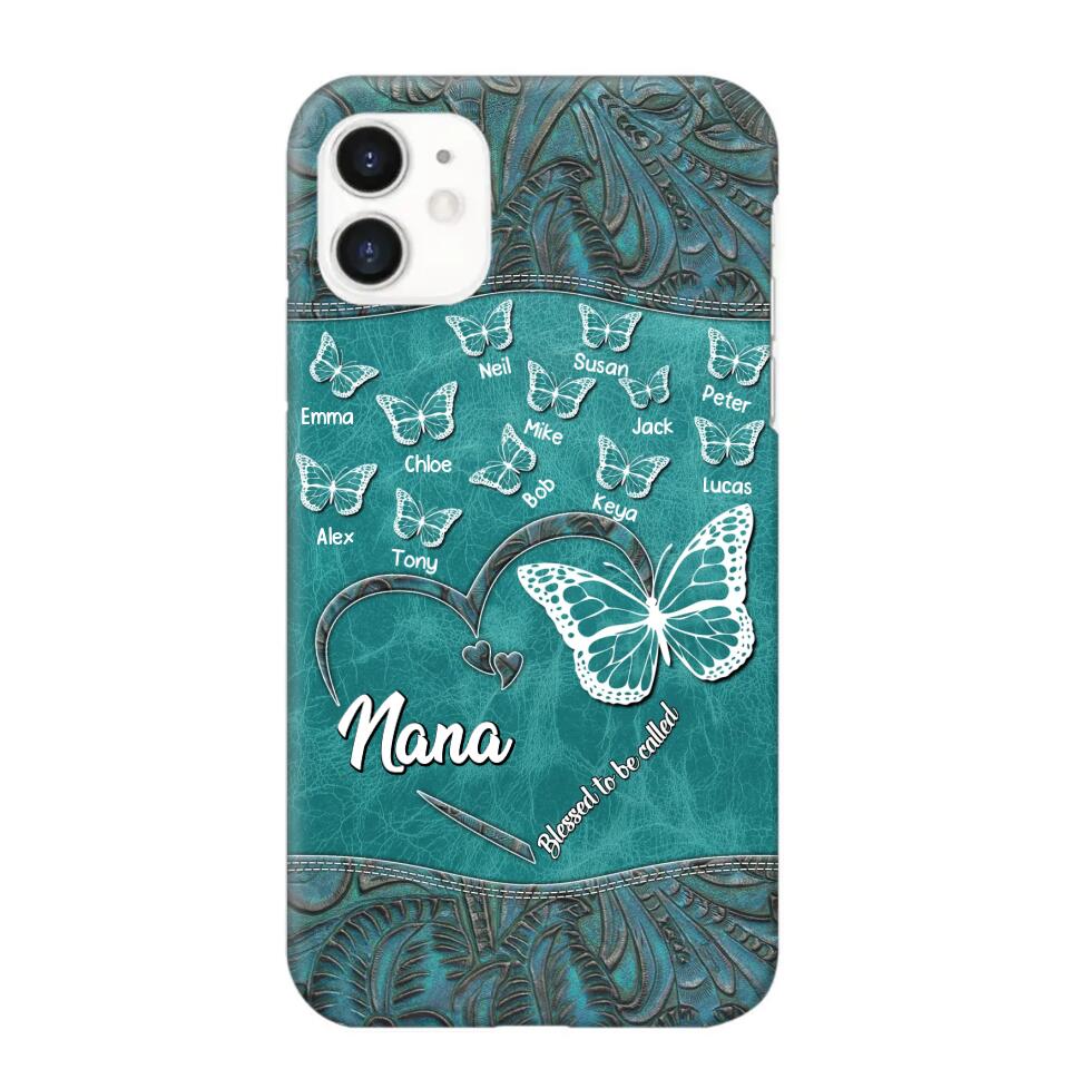 Personalized Butterflies Grandma Heart & Kid's Name Phonecase Printed QTDT1703