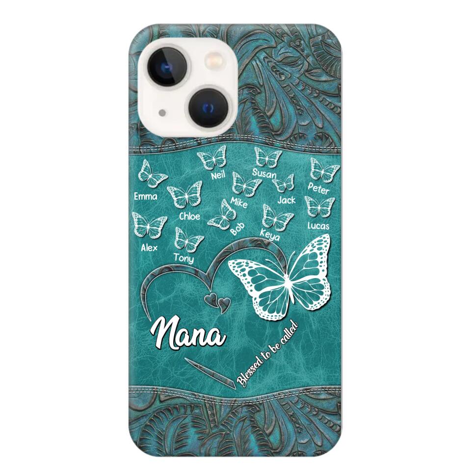 Personalized Butterflies Grandma Heart & Kid's Name Phonecase Printed QTDT1703