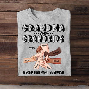 Personalized Grandma And Grandkids A Bond Can't Be Broken Kid Name Hand Tshirt Printed QTHQ1703