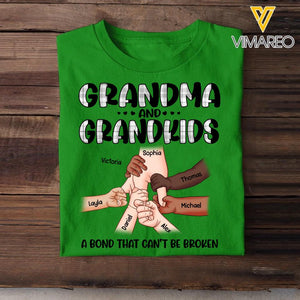 Personalized Grandma And Grandkids A Bond Can't Be Broken Kid Name Hand Tshirt Printed QTHQ1703