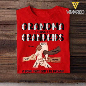 Personalized Grandma And Grandkids A Bond Can't Be Broken Kid Name Hand Tshirt Printed QTHQ1703