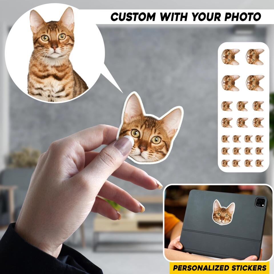 Personalized Upload Your Cat Photo Sticker Printed PNHQ1703