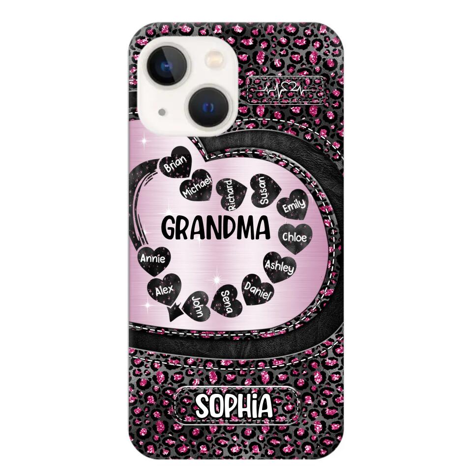 Personalized Grandma Nana Auntie Mom Heart & Kid's Name Phonecase Printed QTHQ2003