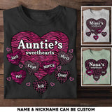 Personalized Grandma Nana Mom Aunt's Sweethearts Kid Name Heart Tshirt Printed PNHQ2003