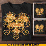 Personalized Grandma Sweetheart Golden Glam Glitters & Kid Name Heart Tshirt Printed 23MAR-HQ20