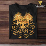 Personalized Grandma Sweetheart Golden Glam Glitters & Kid Name Heart Tshirt Printed 23MAR-HQ20