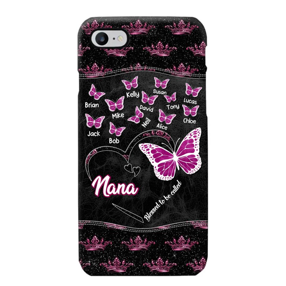 Personalized Butterflies Grandma Heart & Kid's Name Phonecase Printed QTDT1803