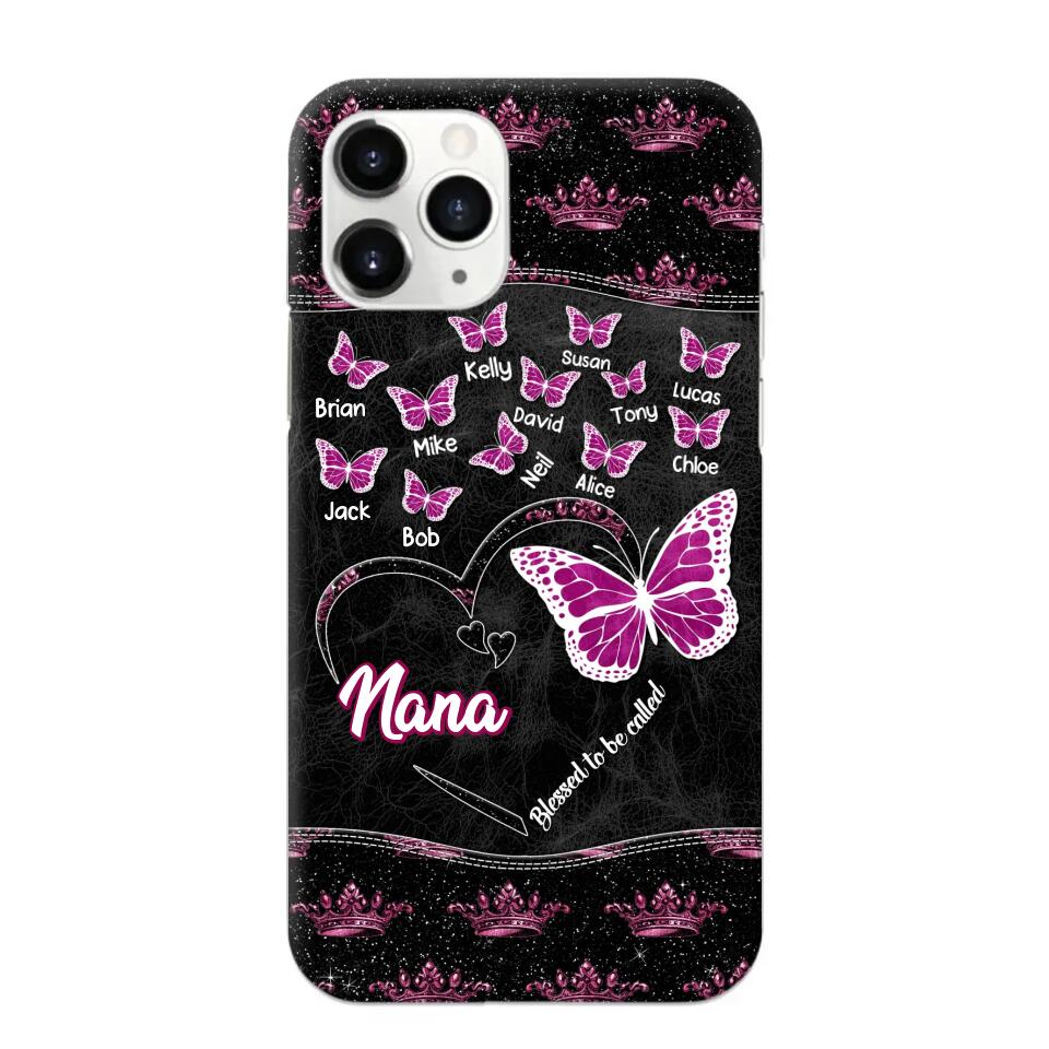 Personalized Butterflies Grandma Heart & Kid's Name Phonecase Printed QTDT1803